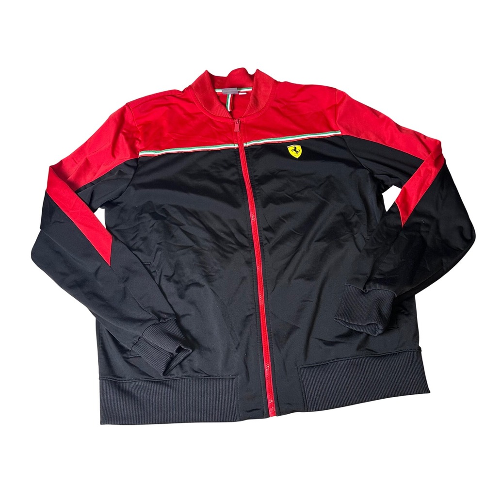 Puma Scuderia Ferrari Track Jacket Mens XL Red Black Full Zip Racing Motorsport